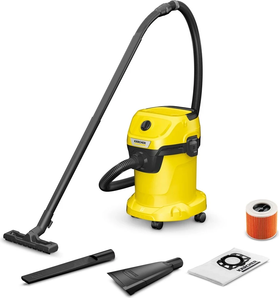 Univerzalni sesalnik KARCHER WD 3 V-17/4/35 + šobe, 17 L, 1000 W, črn, rumen