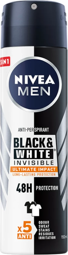Dezodorant v spreju za moške Nivea Men Black & White Invisible Ultimate Impact, 150 ml