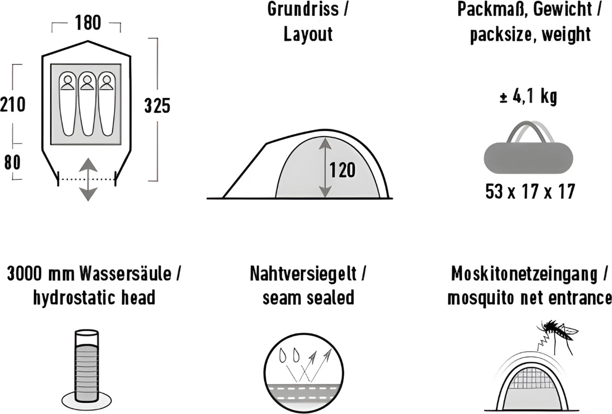 Šotor za 3 osebe High Peak, zelen