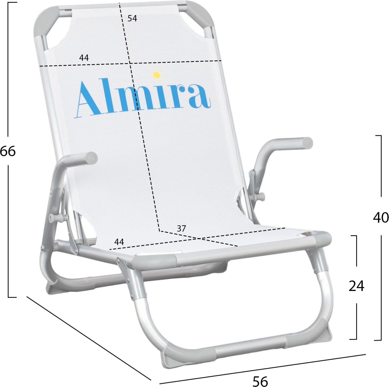 Stol za plažo FH5053.03 težki tip bel aluminij 56x70x66 cm