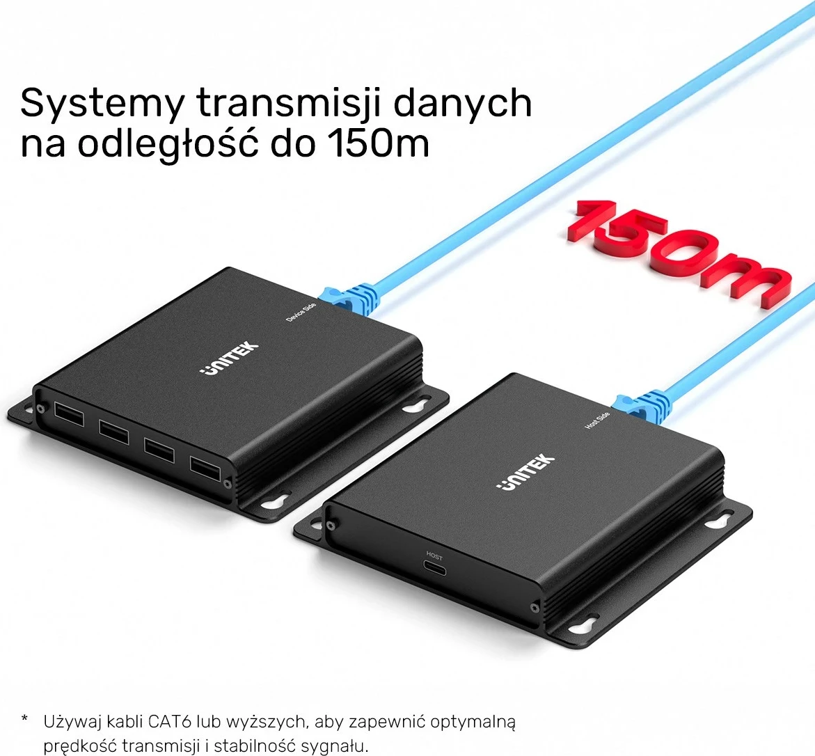 Razširjevalnik USB-C v 4× USB-A, Ethernet, 150 m, 480 Mbps Unitek