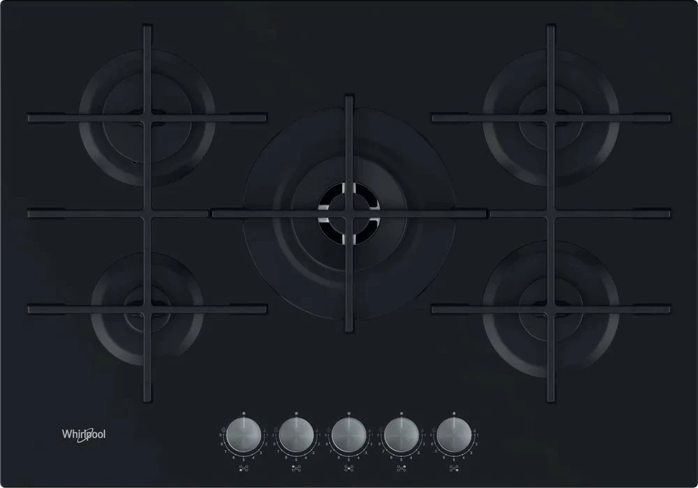 Plinski kuhalnik s steklom, Whirlpool AKWL728NB, 5 kuhališč, črn