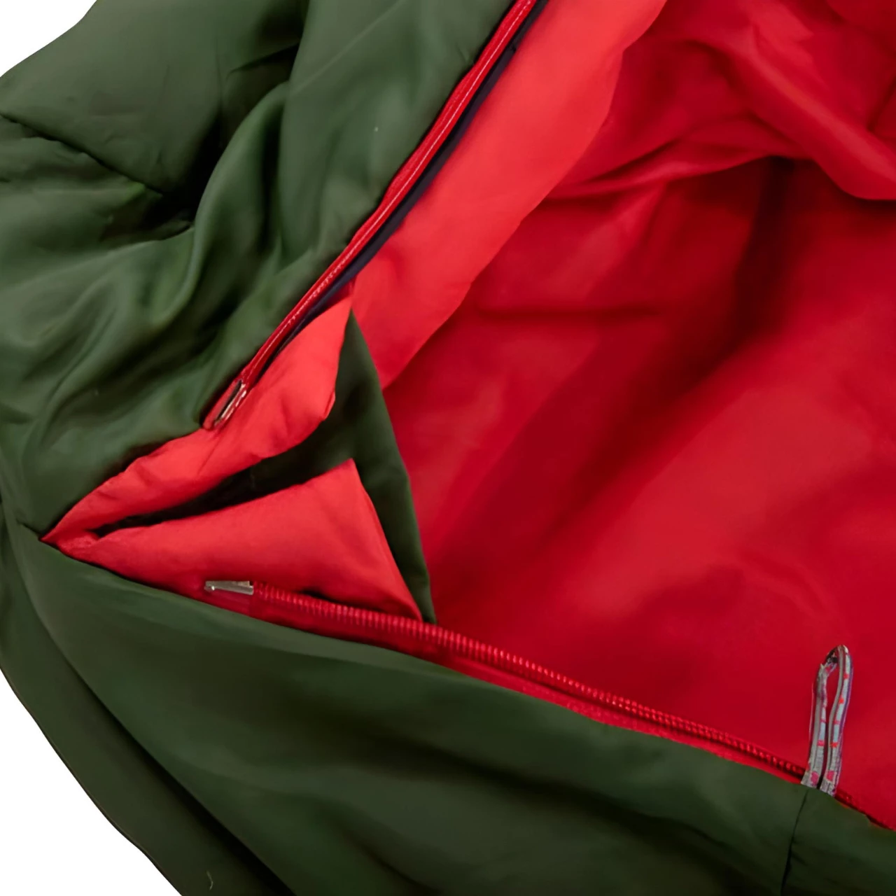 Spalna vreča za kampiranje High Peak Pak 1000 Eco 220x80x50 cm, zelena-rdeča