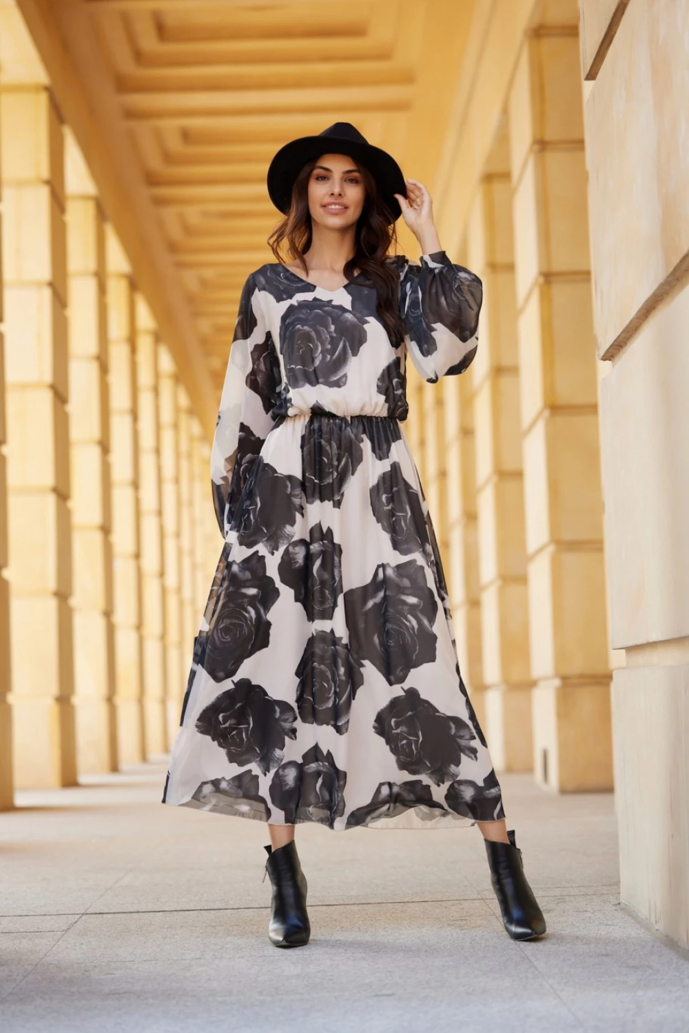 Dolga obleka Roco Fashion Ariela, večbarvna