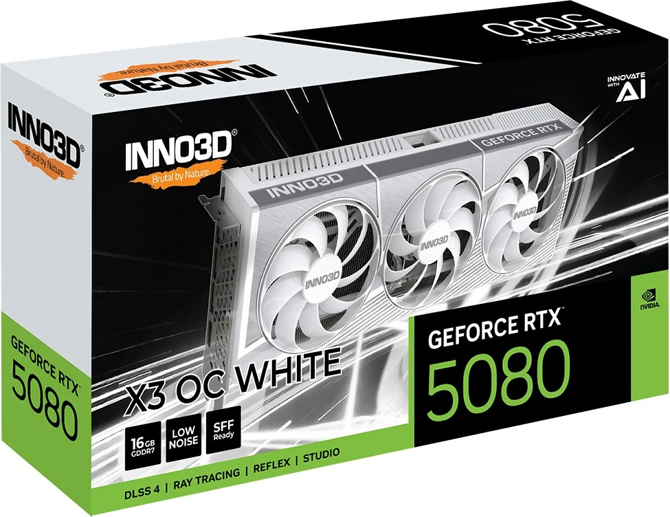 Grafična kartica GeForce RTX 5080 X3 OS INNO3D, 16 GB GDDR7, bela Grafična kartica GeForce RTX 5080 X3 OS INNO3D, 16 GB GDDR7, bela