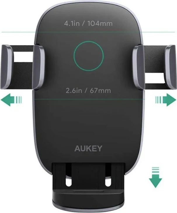 Držalo za pametni telefon z brezžičnim indukcijskim polnilcem Qi 10W, AUKEY HD-C52, črno