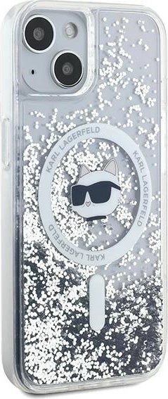 Ovitek Liquid Glitter Choupette Head MagSafe za iPhone 13, Karl Lagerfeld, prozoren