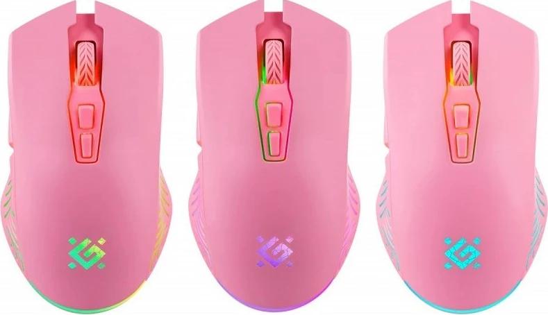 Brezžična miška Defender PANDORA RF, 3200 DPI, 7 gumbov, RGB, rožnata