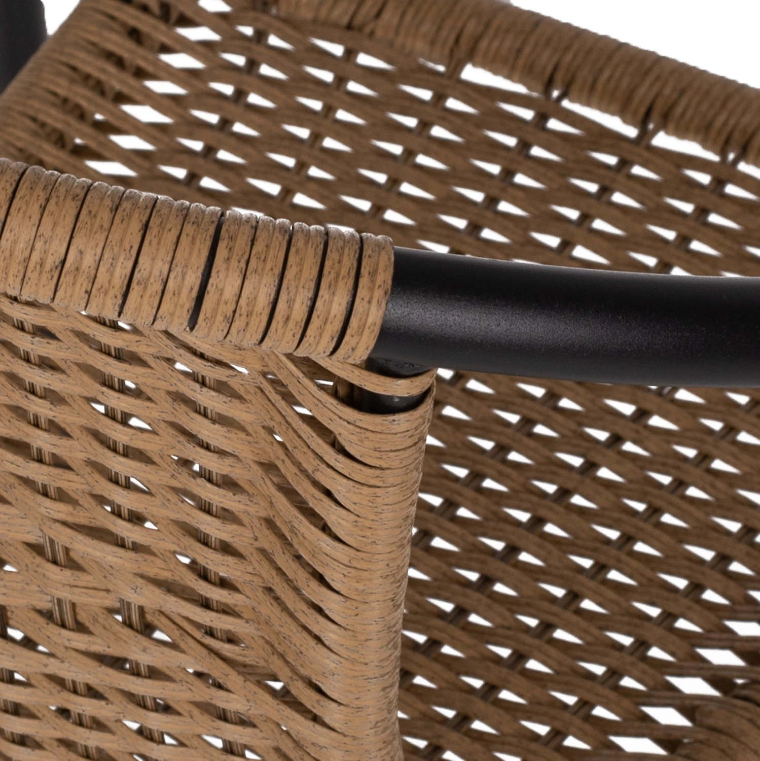 Stol CAMEL FH5015.04 kovinski okvir črn z ratanom v naravni barvi