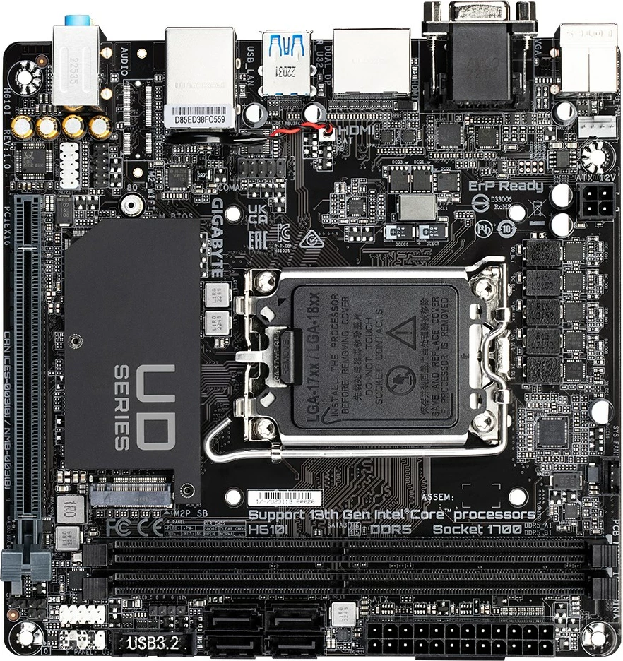 Matična plošča Gigabyte H610I, Socket 1700, DDR5, ATX, črna