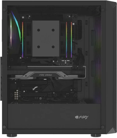 Računalniško ohišje Natec Fury Shobo SH4F RGB, Midi Tower, kaljeno steklo, 4 RGB ventilatorji, črno