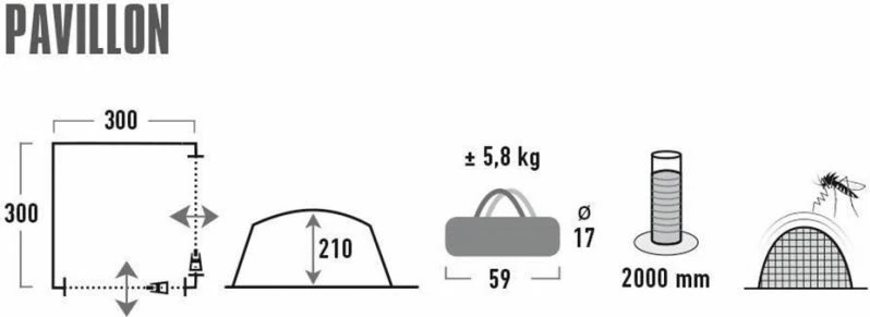 Turistična nadstrešnica High Peak Pavillon, zelena in srebrna