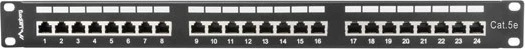 Patch panel, 24 portov, CAT 5e, 1U, črn, Lanberg PPS5-1024-B
