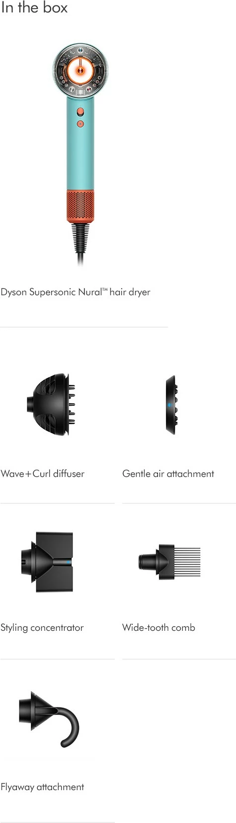 Sušilnik za lase Dyson Supersonic Nural, 1600 W, 13.3 l/s, moder, oranžen