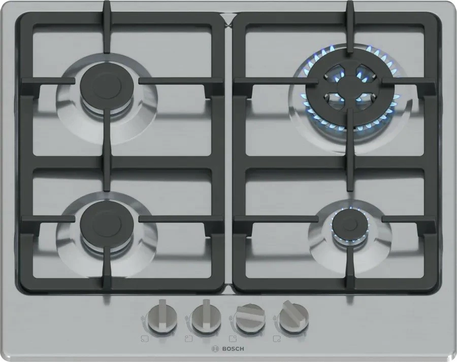 Plinska kuhalna plošča, Bosch PGH6B5K90, inox, 4 kuhališča