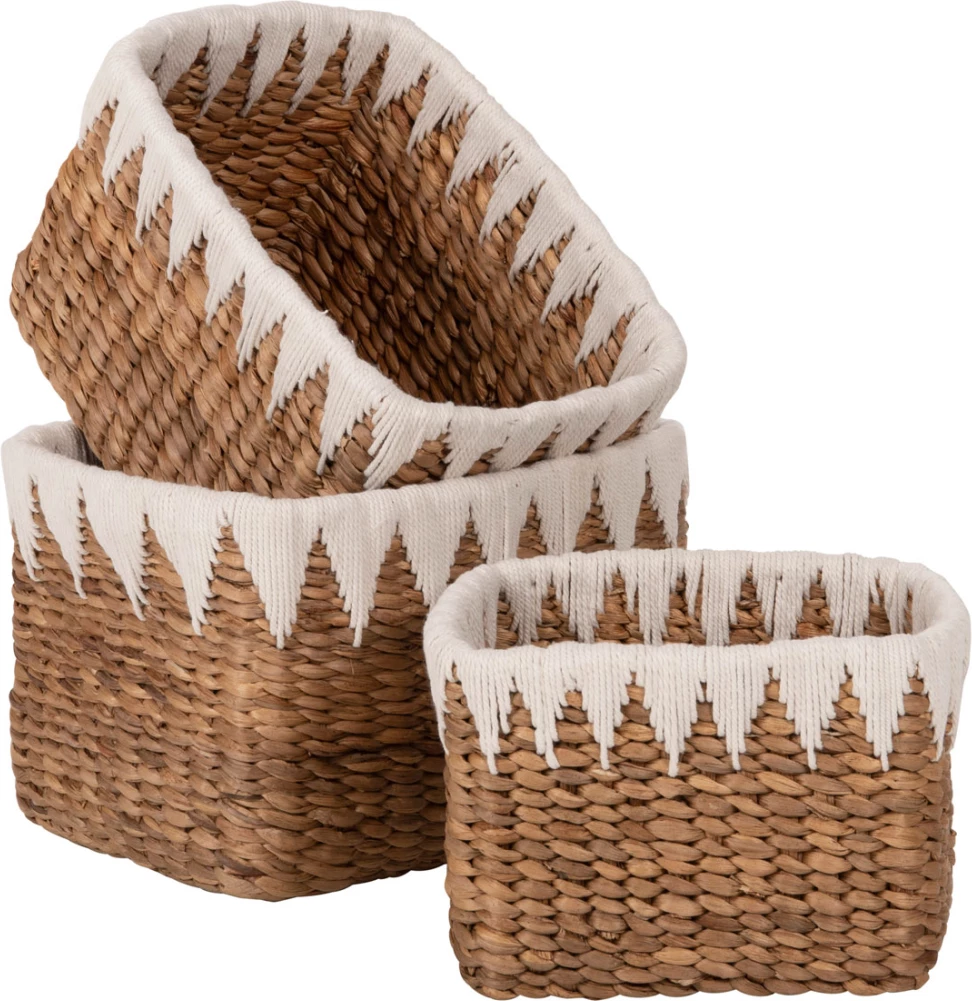 Košare set 3 kosov FH4296 kvadratne - banana lubje v naravni barvi 40x30x25H cm
