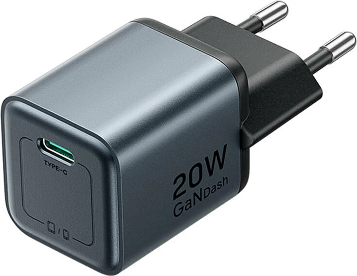 Hitri polnilec GaN USB-C 20W s kablom USB-C na Lightning 1 m, Vention, siv