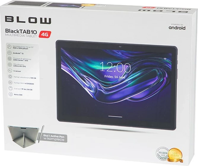 Tablica 10", 4 GB RAM pomnilnik, 128 GB, 4G LTE, črna, s pisalom in ovitkom — BLOW BlackTAB10