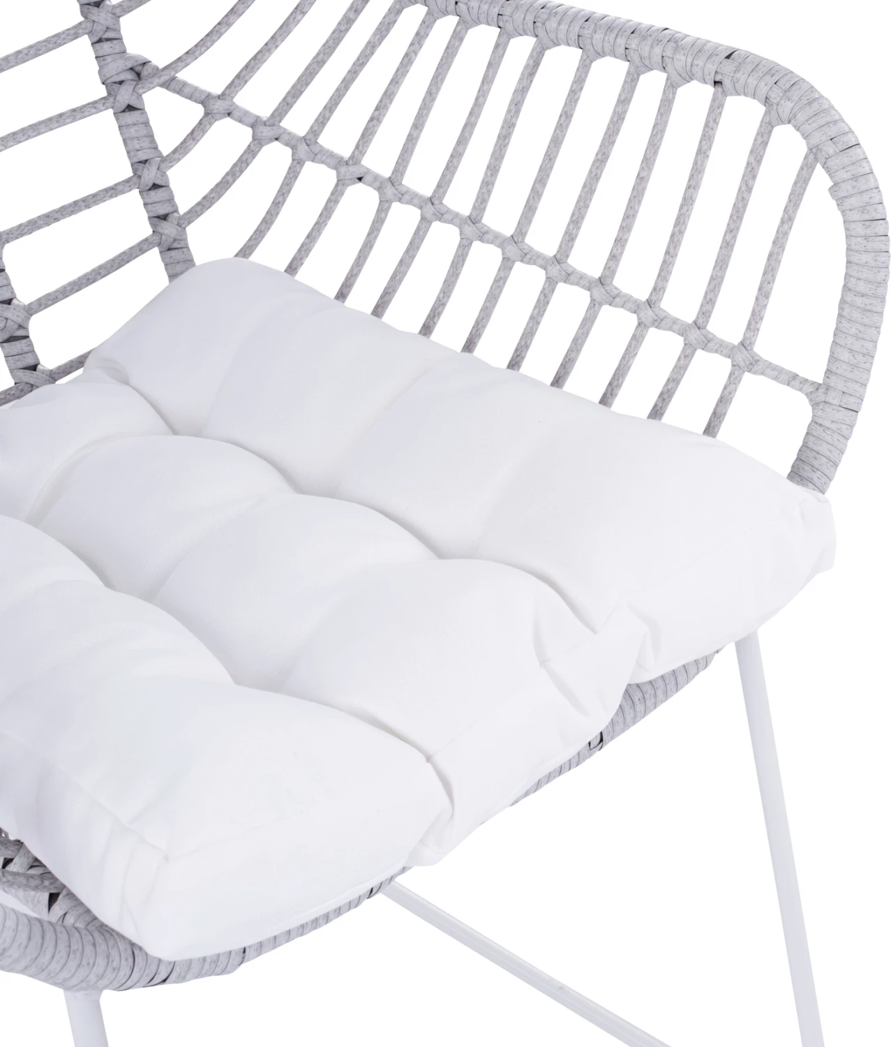 Kovinski naslanjač bel mat in siv pleten FH5300.02