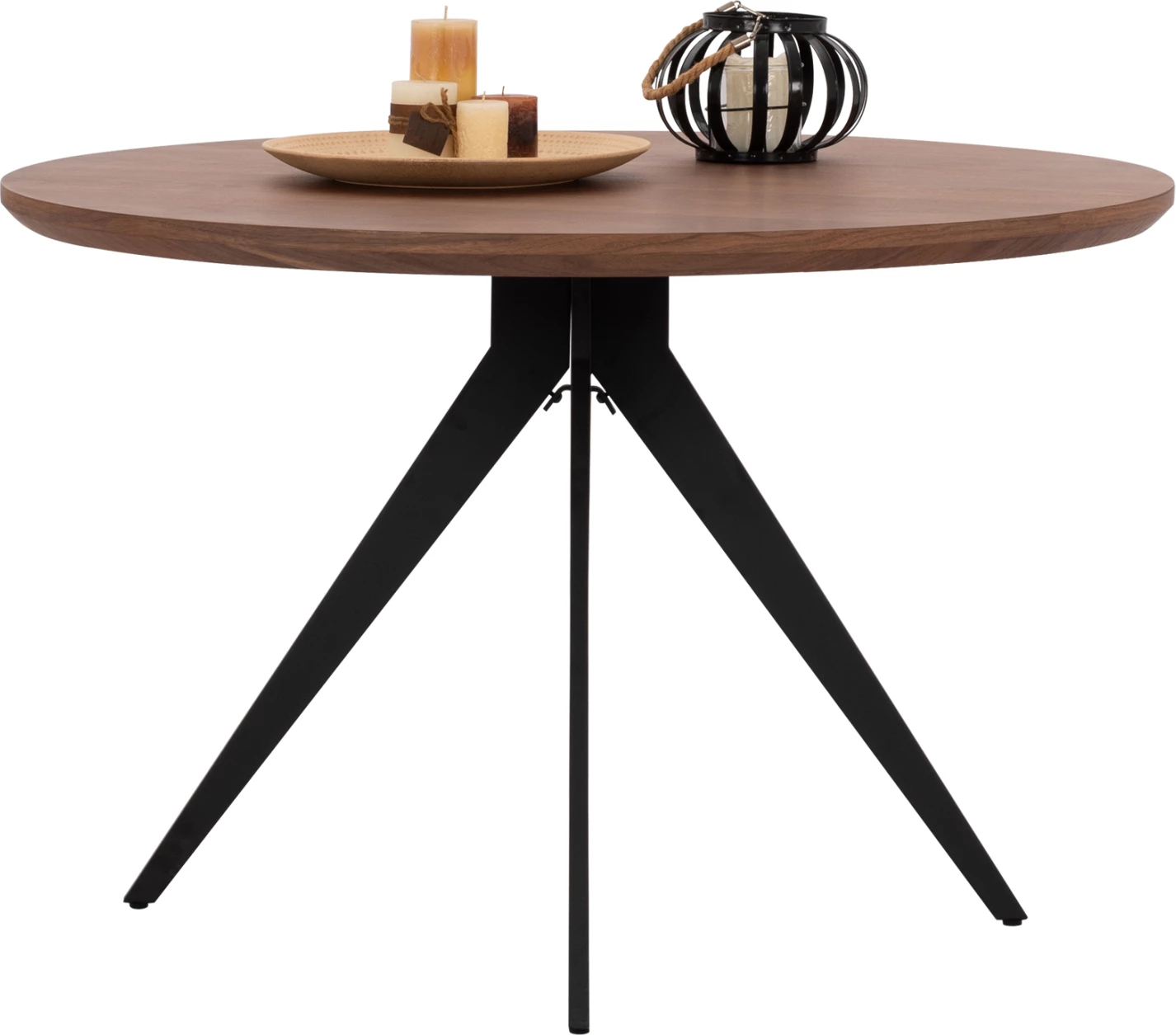 Okrogla jedilna miza z MDF vrhom v furnirju oreha, FH9307.02, Φ120x75 cm