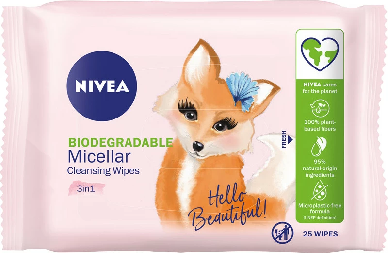 Mikelarne čistilne vlažilne krpice Nivea MicellAir Skin Breathe 3-v-1 za ženske, 25 kosov