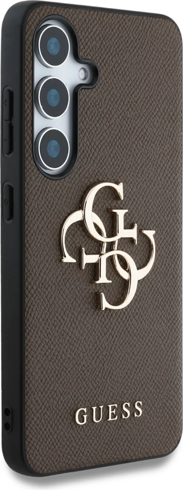 Zaščitni ovitek Guess Grained Big 4G Small Classic Logo za Samsung Galaxy S25 Plus, rjav