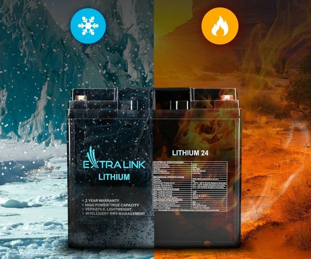 LiFePO4 baterija Extralink EX.30424, 24Ah, 12.8V, črna