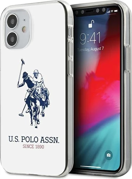 Zaščitni ovitek za iPhone 12 mini (5,4"), U.S. Polo Assn. USHCP12STPUHRWH, sijajen veliki logotip, bel