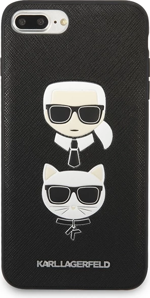 Ovitek za iPhone 7 Plus / iPhone 8 Plus, Karl Lagerfeld Saffiano Karl&Choupette Head, črn