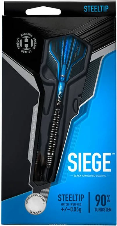 Darte za kegljanje (darts) 90% volfram, črne in modre, Harrows Siege, moški in ženske