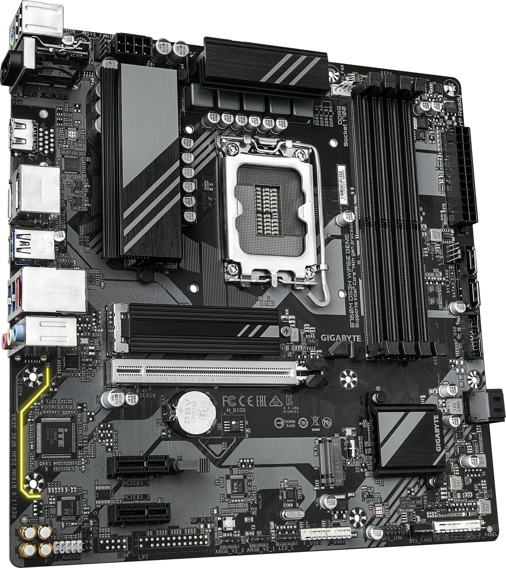 Matična plošča Gigabyte B760M DS3H WF6E GEN5, micro ATX, PCIe 4.0, Wi‑Fi, Bluetooth