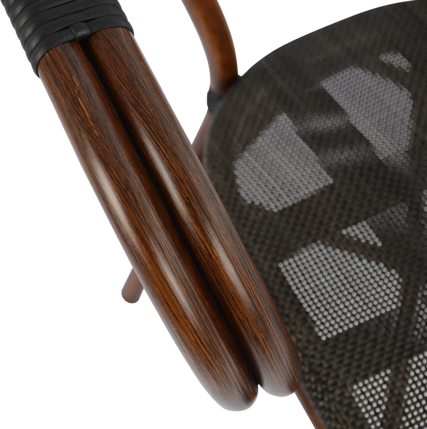 Stol iz aluminija v videzu bambusa rjave barve s tekstilom FH5025 60,5x59x81 cm