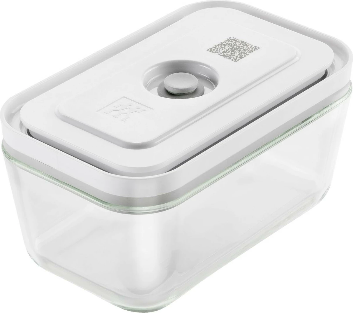 Konzervirna steklena posoda za vakuum Zwilling Fresh & Save 0,9 L, plastičen pokrov, odporna do 180 °C, siva/prozorna