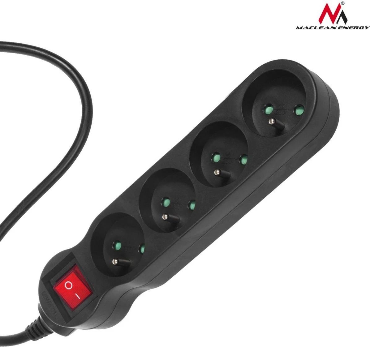 Podaljšek z 4 vtiči Maclean MCE182, 5 m, 2300 W, črn