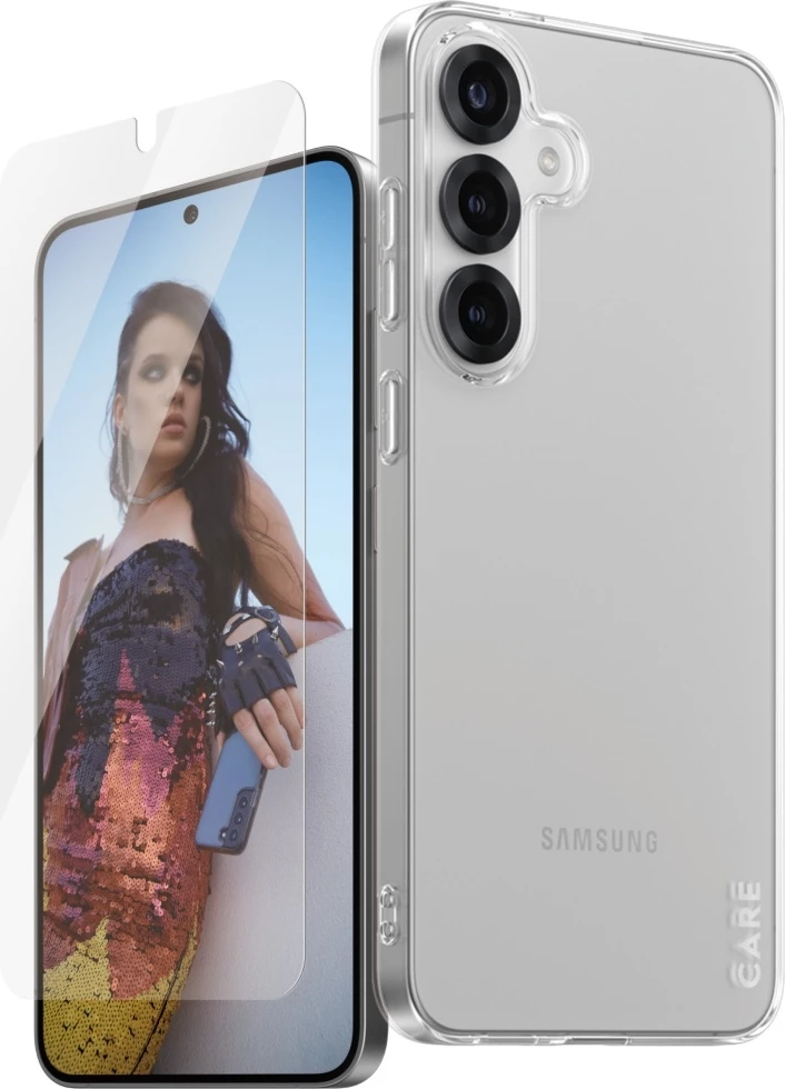 Ovitek za telefon + zaščitno steklo 2in1, CARE by PanzerGlass za Samsung Galaxy S25+, prozoren