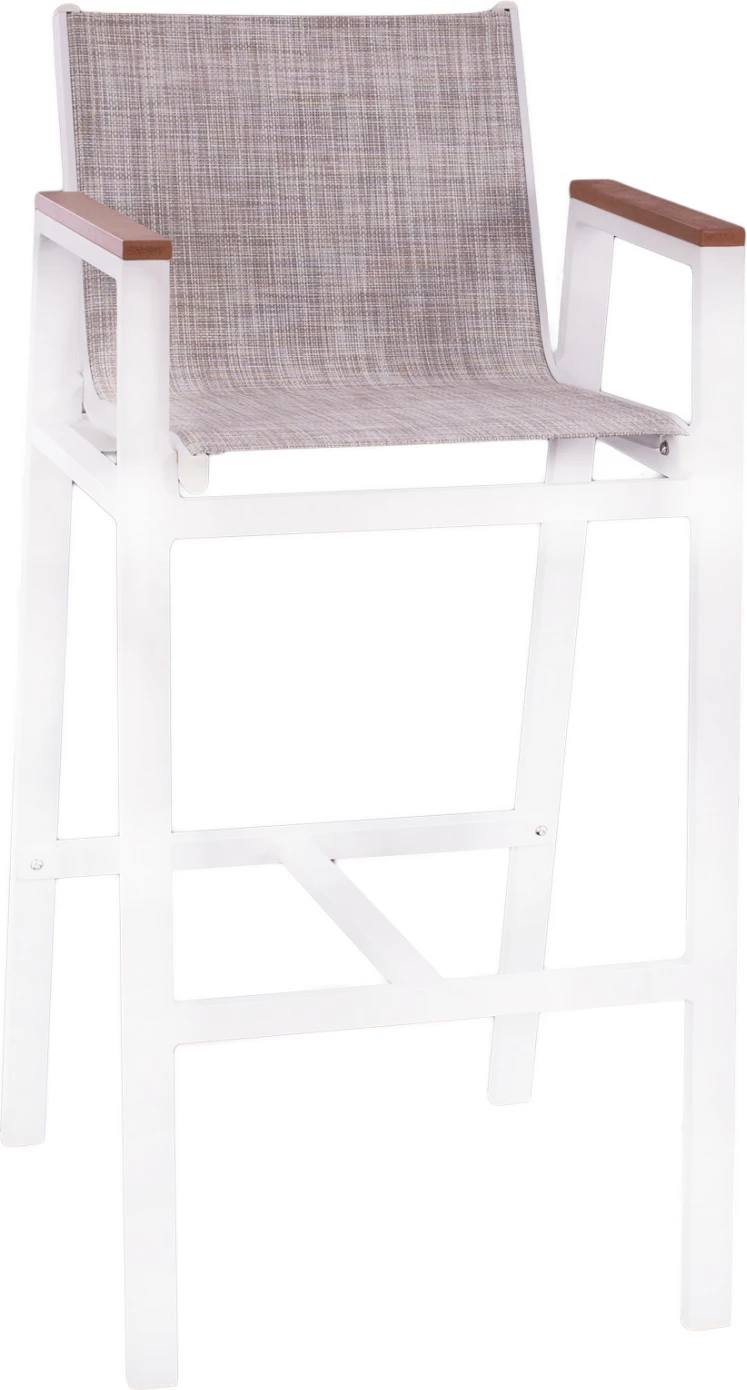 Aluminijasti barski stol bel s polywoodom 52x58x108 cm FH5790.01