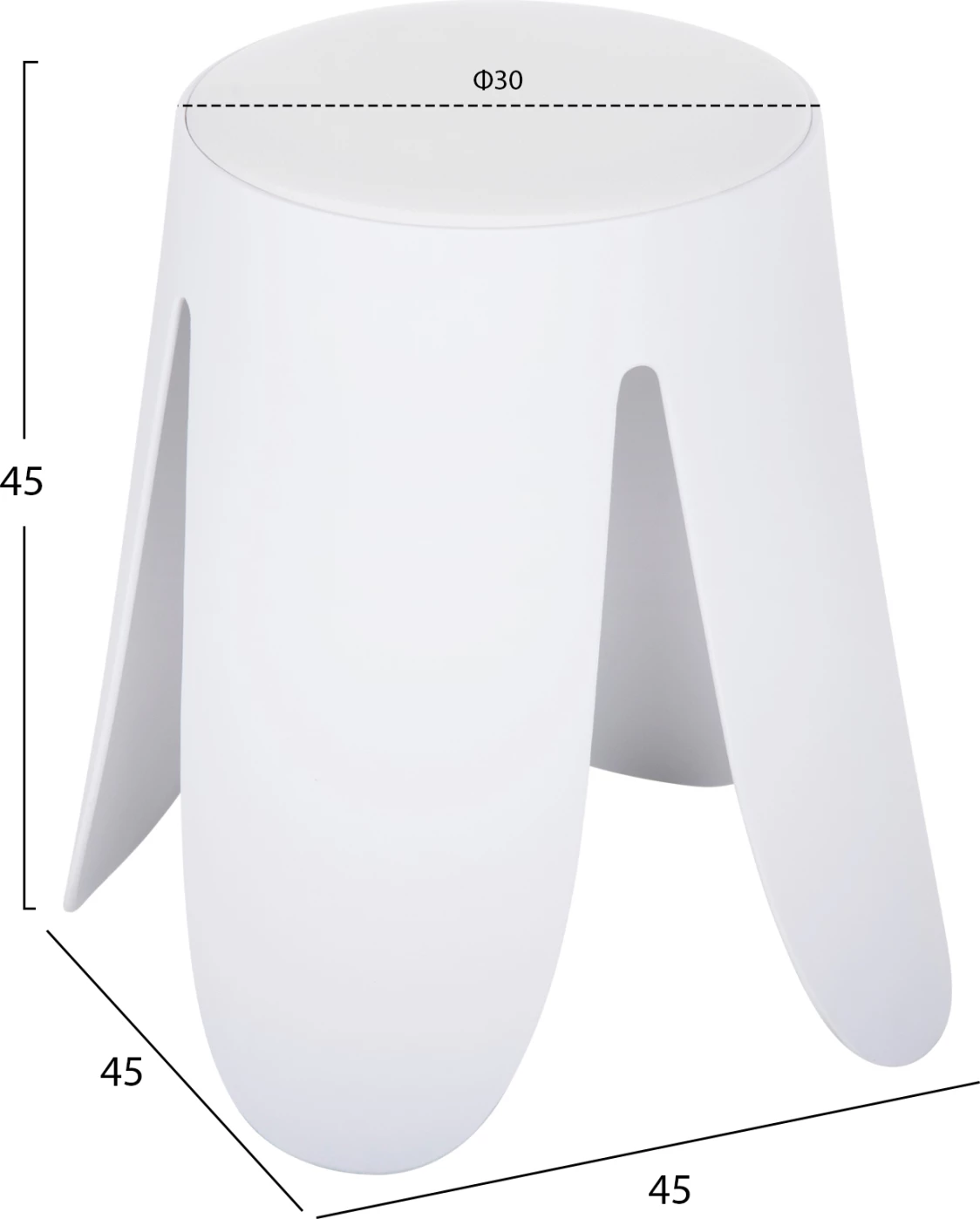 Stolček DENTY FH9619.01 iz polipropilena v beli barvi - PU sedež v beli barvi Φ30x45Hcm