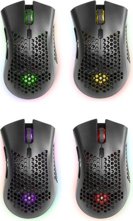 Brezžična igralna miška, Defender Warlock GM-709L, RGB, 2400 dpi, črna