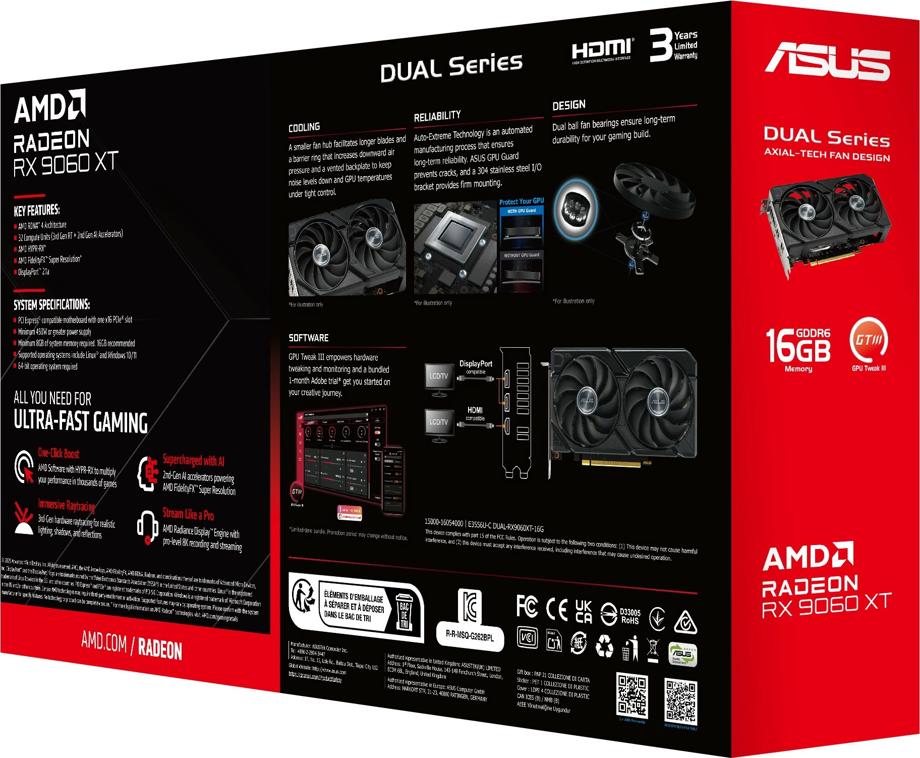 Grafična kartica RX 9060 XT 16GB GDDR6, ASUS, črna Grafična kartica RX 9060 XT 16GB GDDR6, ASUS, črna