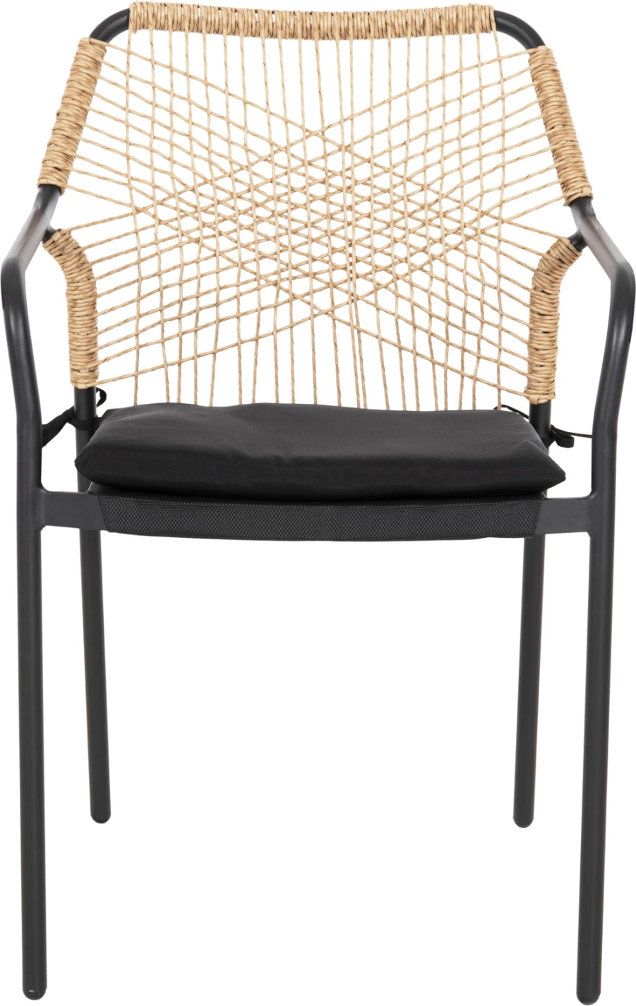 Aluminijasti naslanjač TROTTER FH5865.11 temno sivo ogrodje in bež pletenje-črna blazina