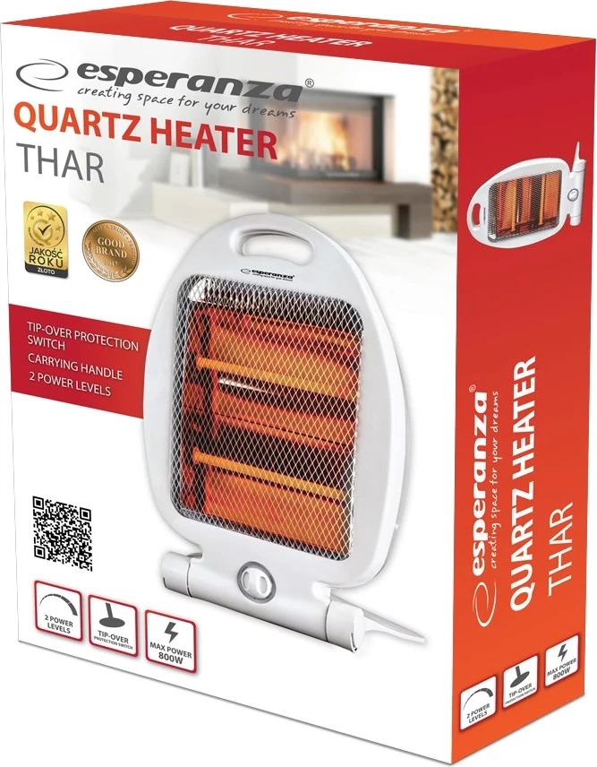 Kvarčni električni grelec Esperanza EHH009, 400 W/800 W, bel