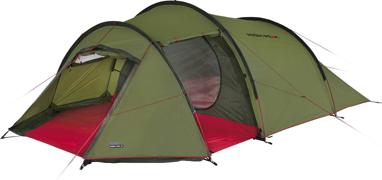 Šotor za 4 osebe High Peak, olive in rdeč