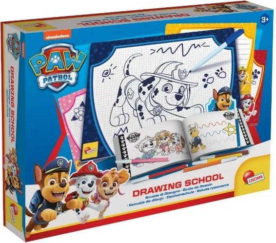 Set za risanje Paw Patrol Lisciani, 4 izbrisne tablice, marker, zvezek z vajami
