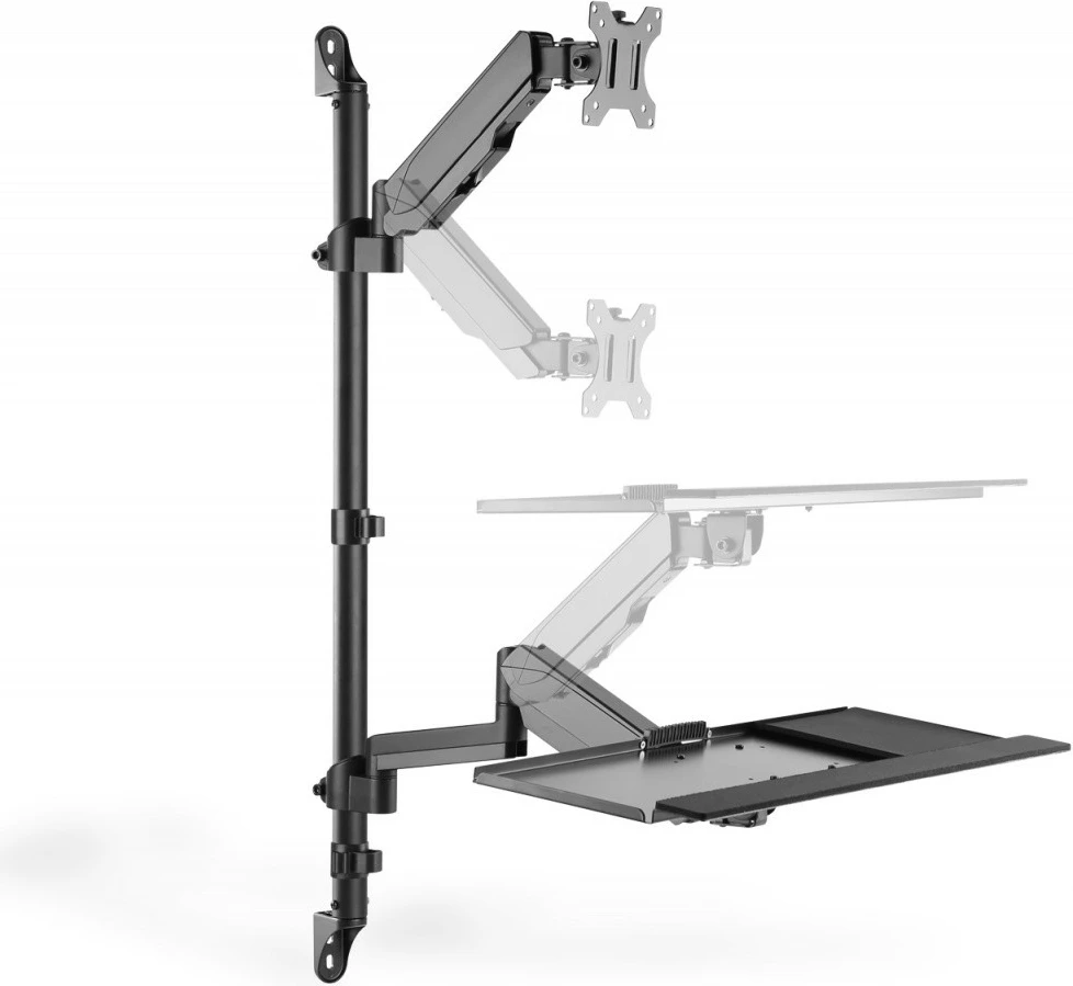 Stenski nosilec za monitor, tipkovnico in računalnik Digitus DA-90372, do 32 palcev, črn