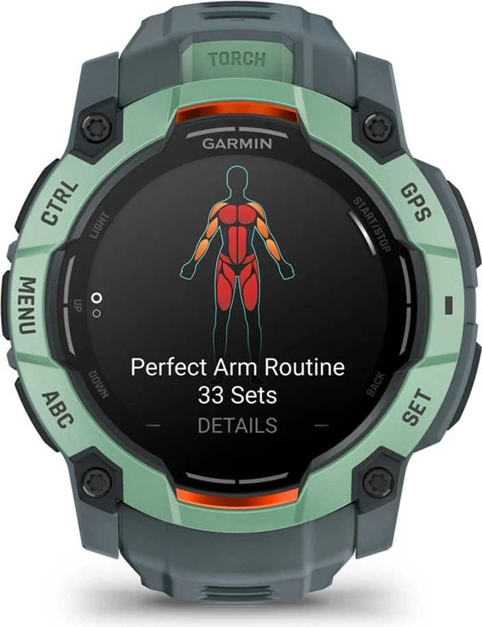 Športna ura Garmin Instinct 3 AMOLED, 50 mm, GPS, silikonski pašček, zelena