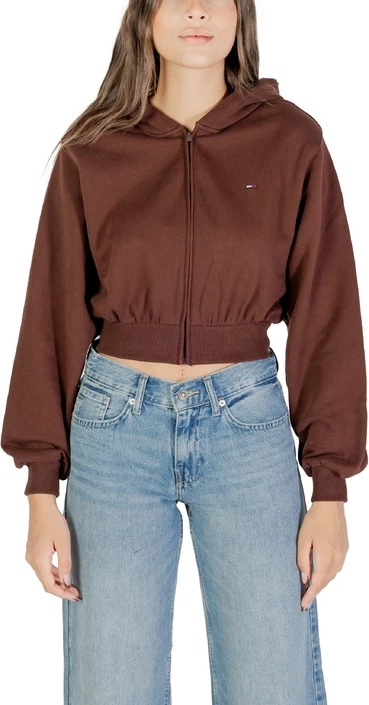 Pulover z zadrgo, ženski Tommy Hilfiger Jeans, rjav