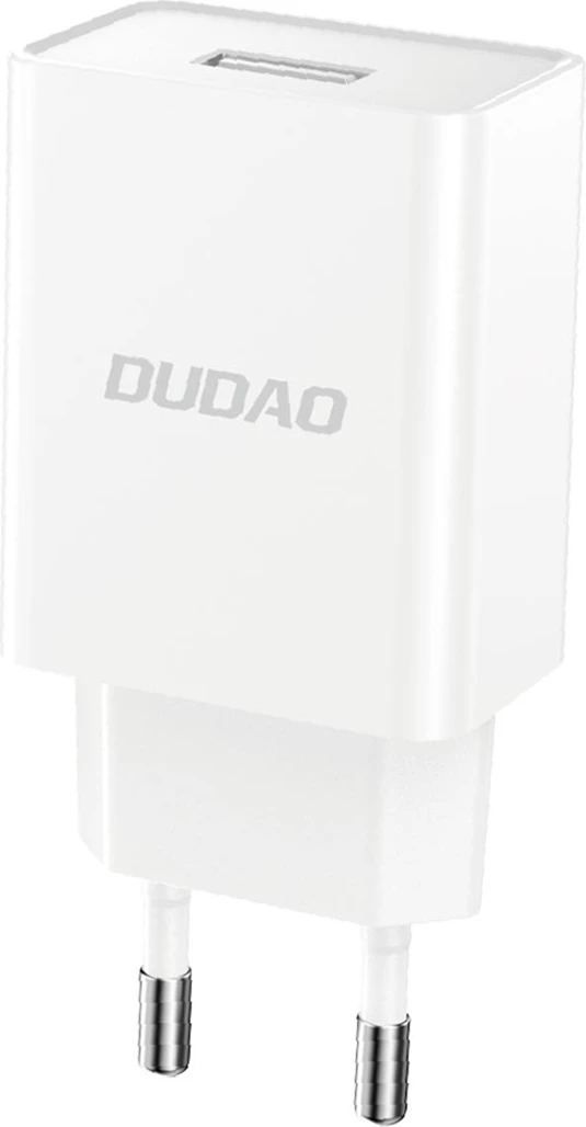 Stenski polnilec Dudao A4EU, USB-A 2,1A, z USB-A v Lightning kablom, bel