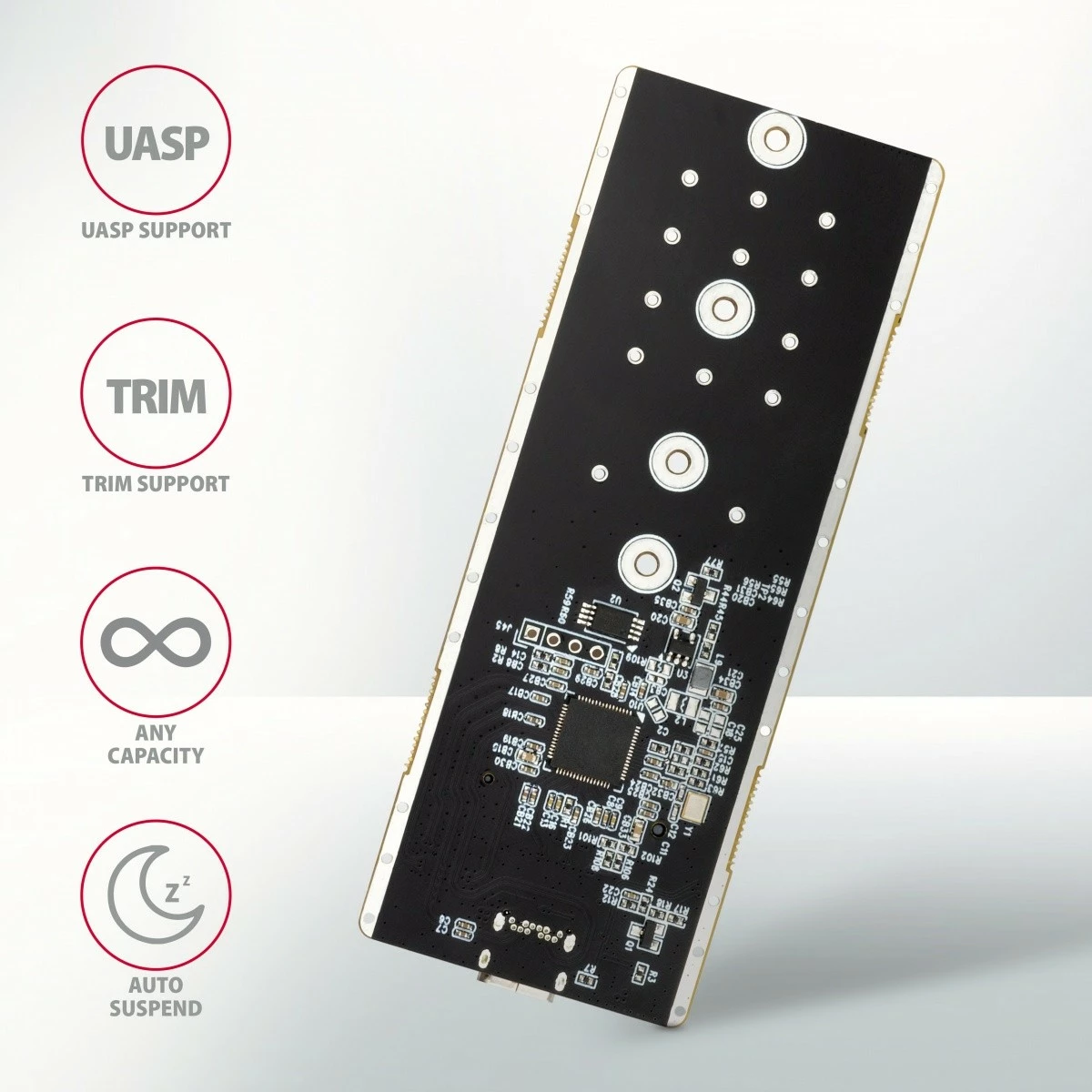 Računalniško ohišje za NVMe M.2 SSD, USB-C 3.2 Gen 2, aluminij, črn, AXAGON EEM2-GTR Računalniško ohišje za NVMe M.2 SSD, USB-C 3.2 Gen 2, aluminij, črn, AXAGON EEM2-GTR
