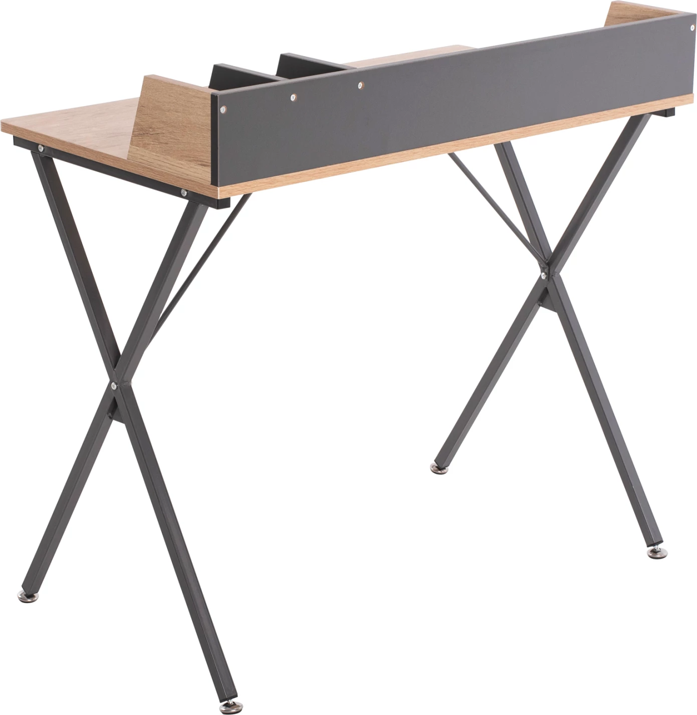 Pisarniška miza FH9320 kovinsko temno siva z MDF namizjem v barvi hrasta 90Χ50Χ73.5-85.5H cm