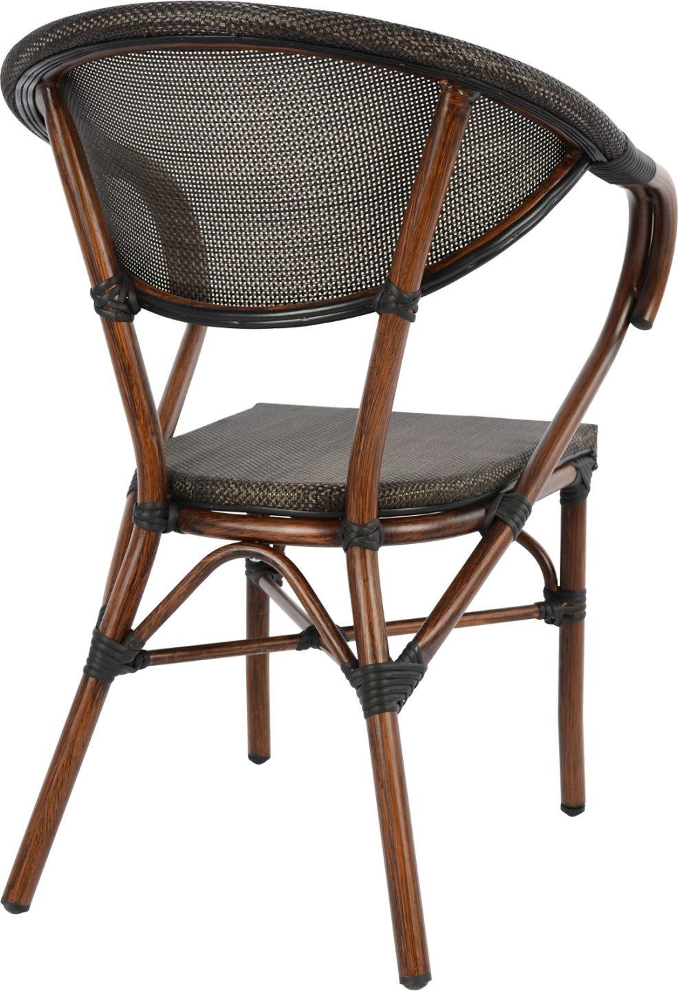 Stol iz aluminija v videzu bambusa rjave barve s tekstilom FH5025 60,5x59x81 cm